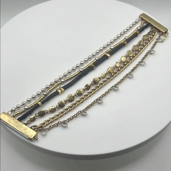 Lucky Brand Gold and Silver Multi-Strand Bracelet Magnetic Closure 7” 7 inches - Picture 2 of 3